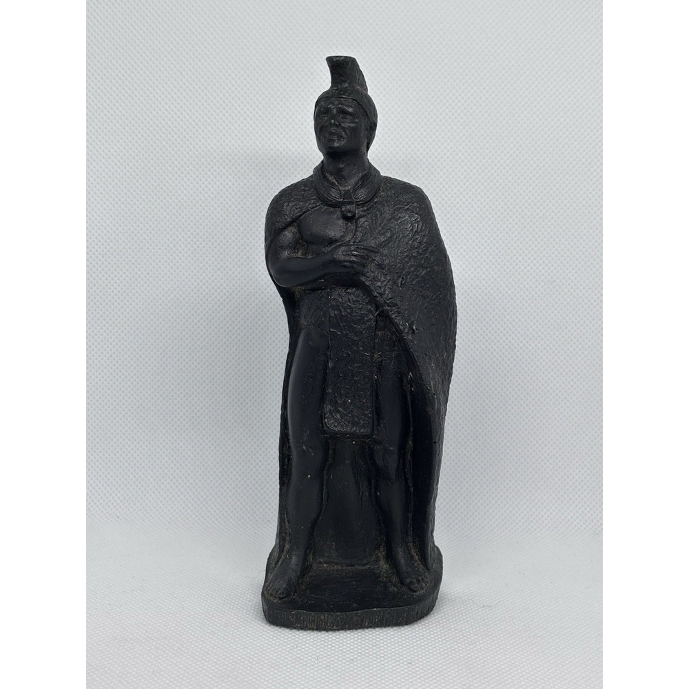 Vtg Frank Schirman King Kam Black Coral Statue Hawaii Figurine 1970s Label